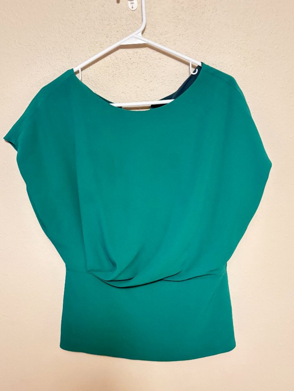 M.M.LaFleur Nejvi Top Eco Soft Wave Aloe Green Draped Peplum Blouse Size M